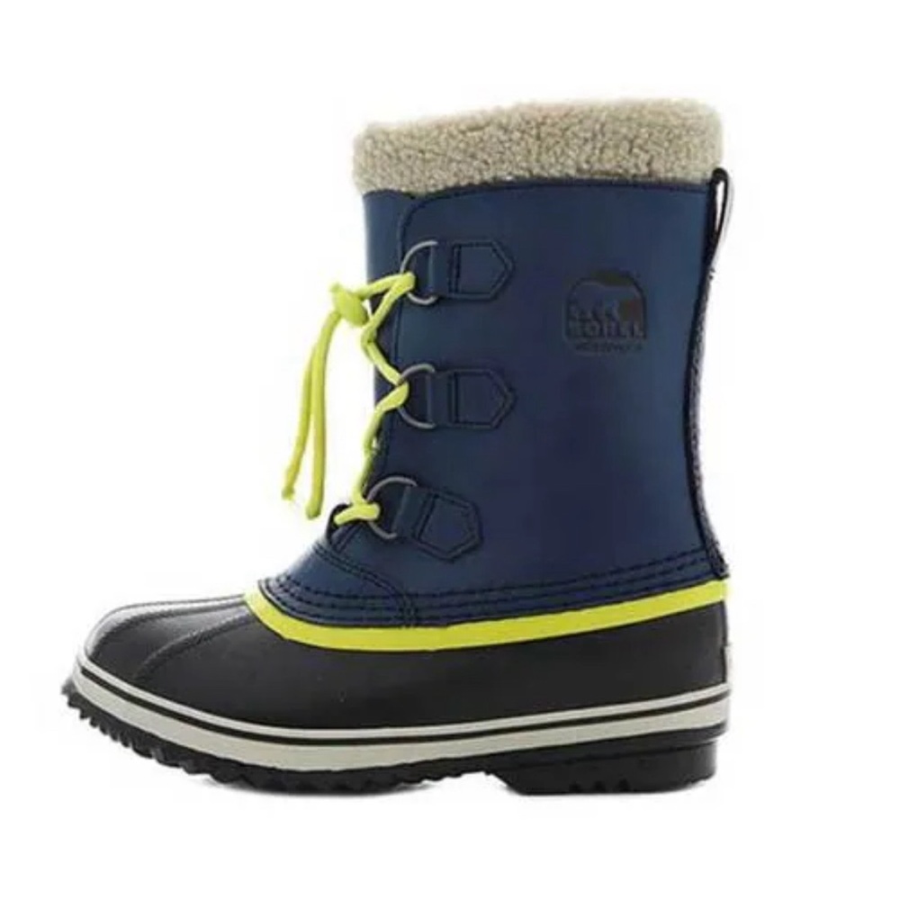 Sorel Yoot Pac TP Boot Kids Blue Leather Yellow Laces Size 7